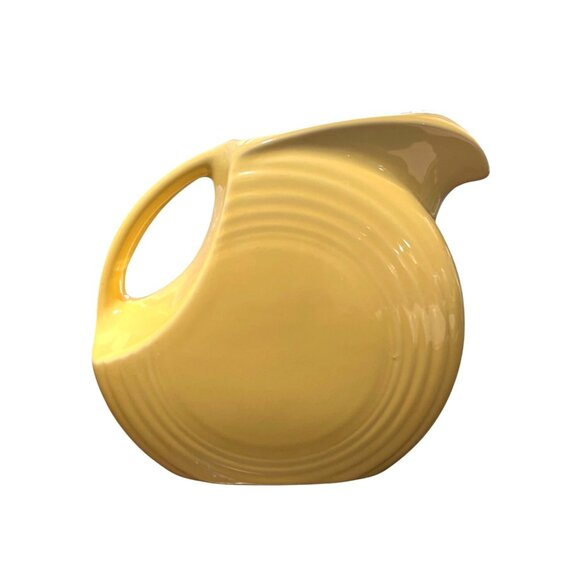 Vintage Fiesta Yellow Disc Pitcher Large Ceramic Fiestaware Made in USA - Picture 7 of 8